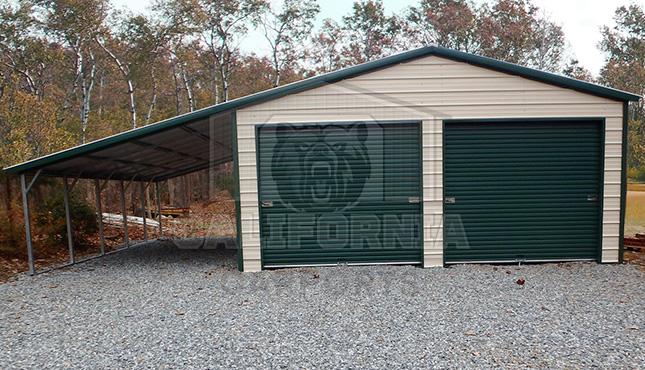 32x26x9 Vertical Roof Garage with Lean-to